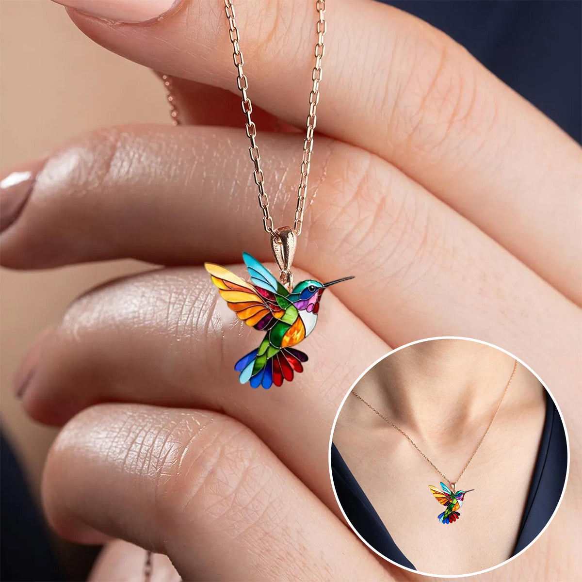 Colorful Hummingbird Necklace - Gift Bird For Lovers