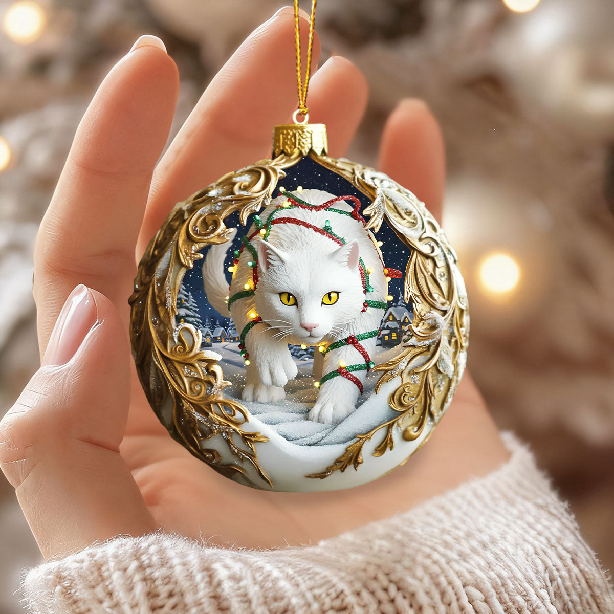 Yule Cat Christmas Hanging Ornament