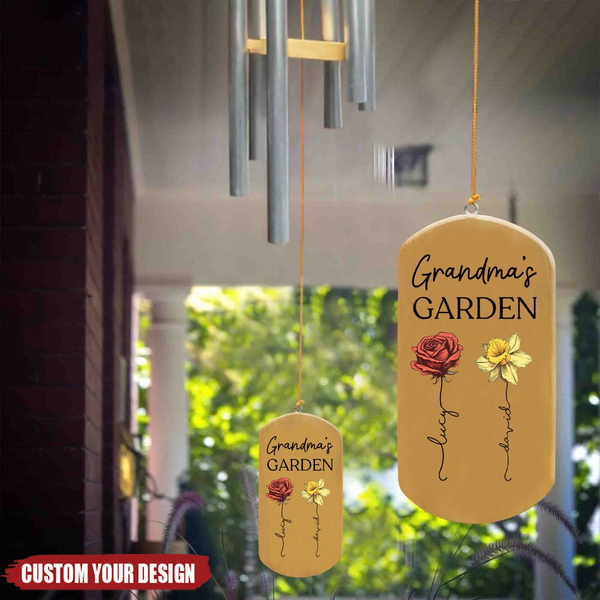 Grandma's Garden - Personalized Wind Chime - Gift For Mom / Grandma