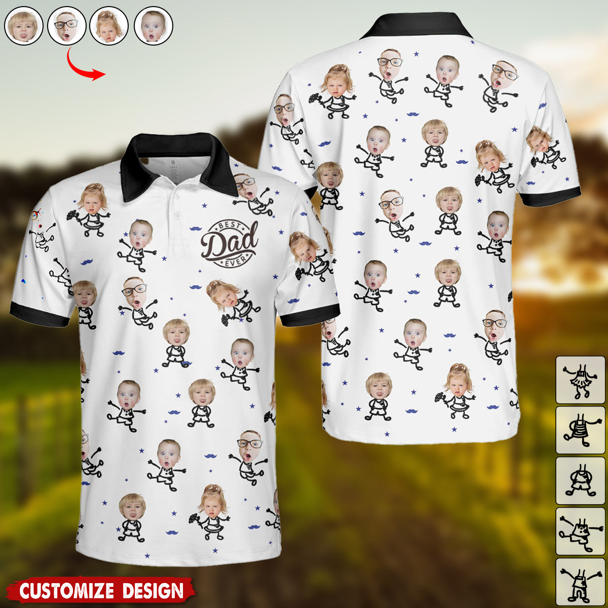 Best Dad Ever Gift For Dad, Grandpa - Personalized Photo Polo Shirt