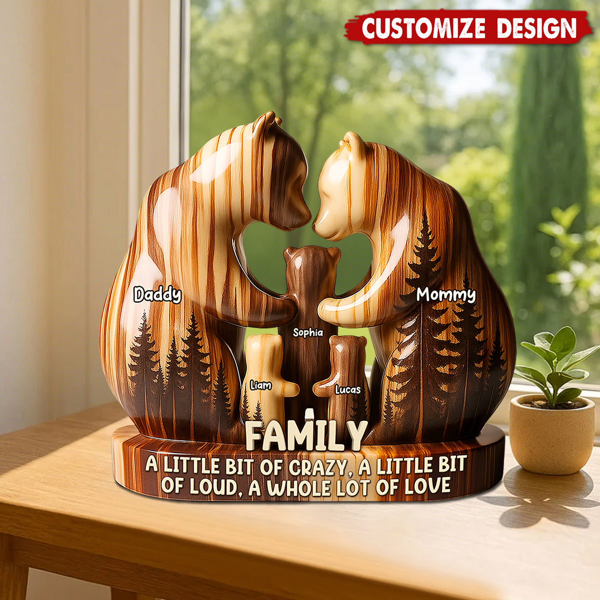 Personalized Bear Family Acrylic Plaque - Gift For Family
