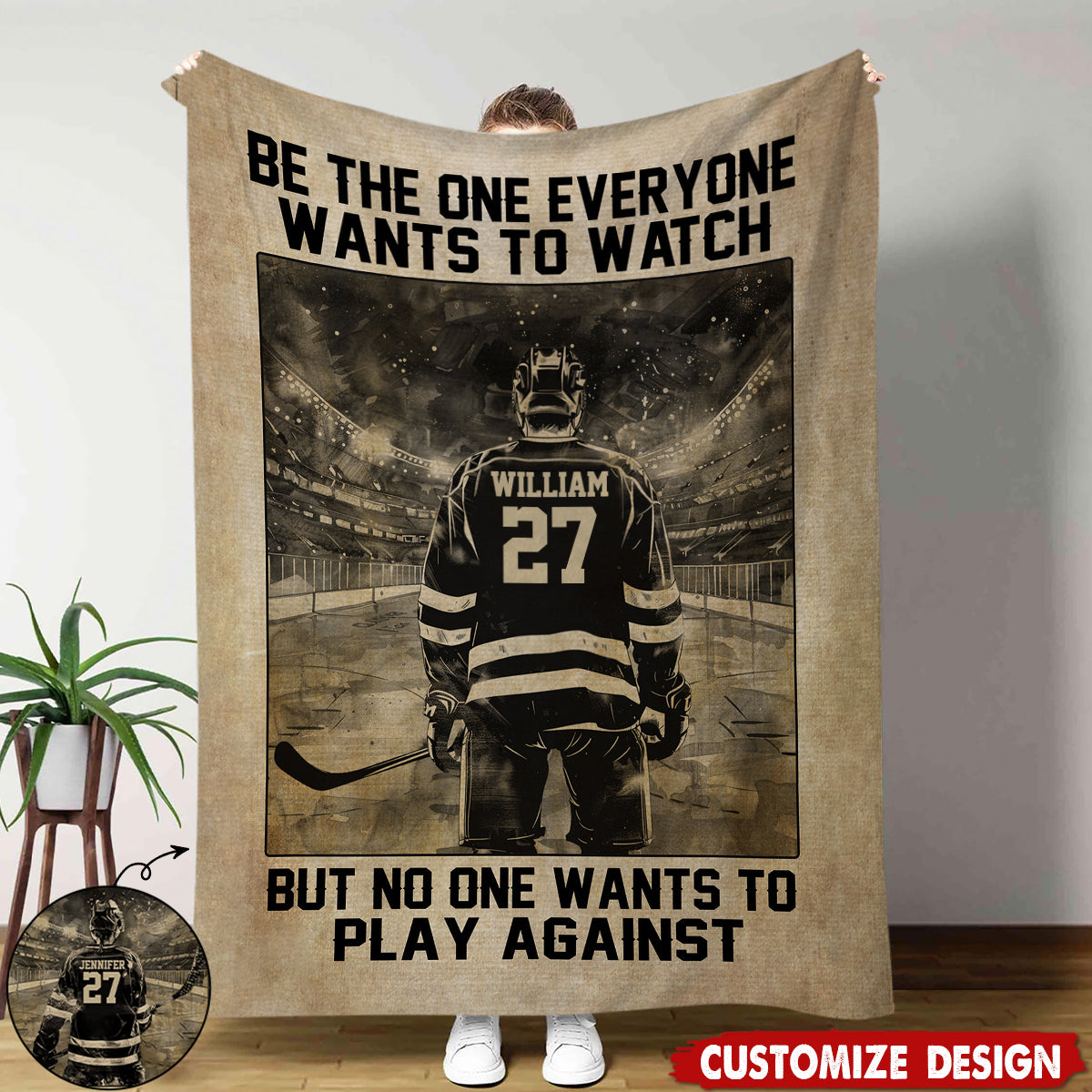Personalized Hockey Motivation Blanket, Gift For Hockey Lovers,Players