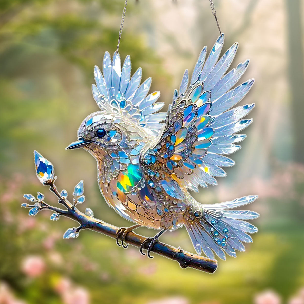 Crystal Sky Bluebird Window Hanging - Gift for Bird Lover