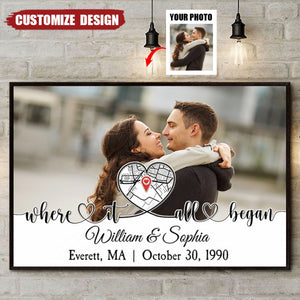 Where It All Began New Version - Personalized Photo Couple Poster