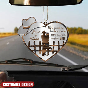 Cowboy And Cowgirl - Personalized Couple Car Hang Ornament