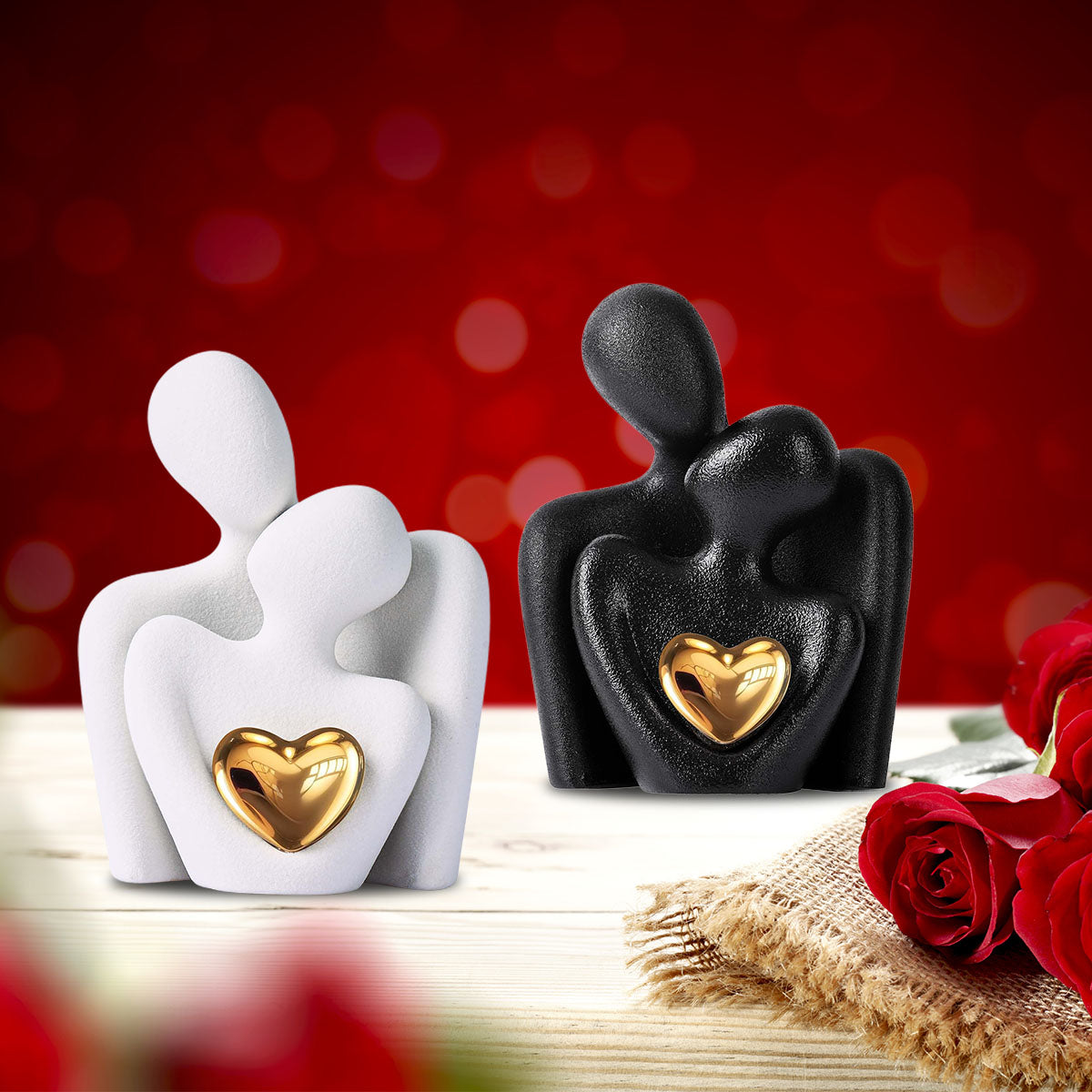 Mini Couple With Heart Statue, Anniversary Gift For Couple
