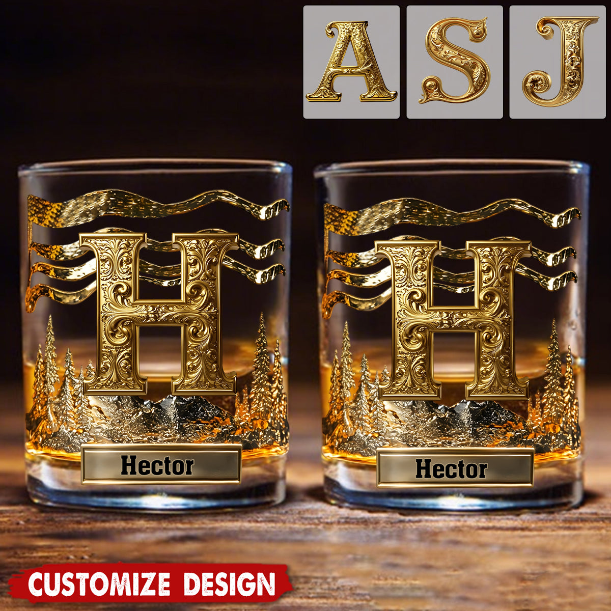 Alphabet Initial For Whiskey, Bourbon Lovers - Personalized Whiskey Glass