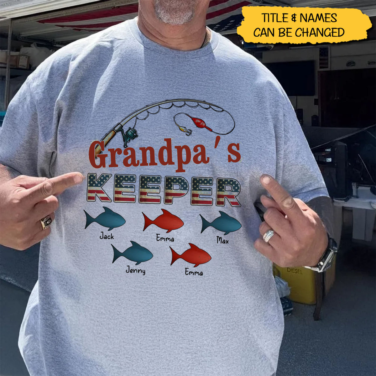 Nation Flag Grandpa's Keepers Fishing 4th Of July Personalized Shirt, Gift For Husband, Dad, Grandpa
