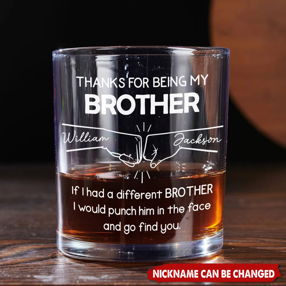 Thanks For Being My Brother - Personalized Custom Whiskey Glass - Gift For Family