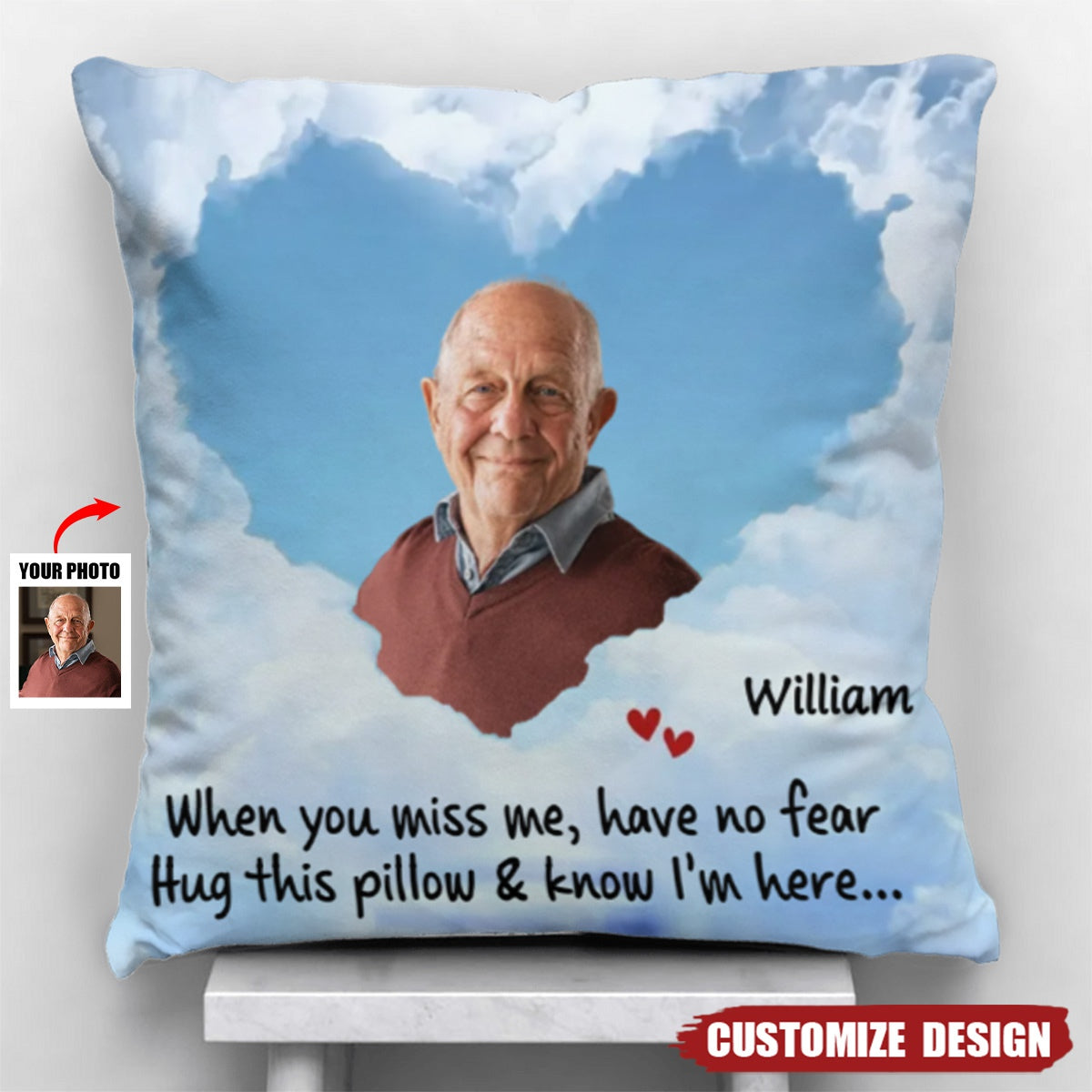 Custom Photo I'll Hold You In My Heart Until I Can Hold You In Heaven Pillow