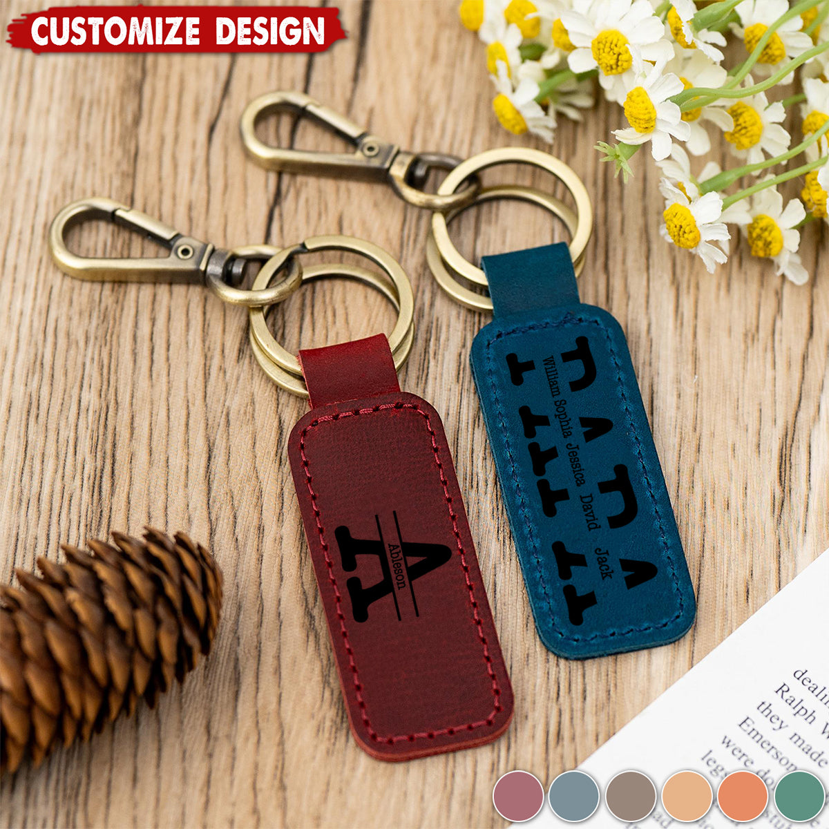 Personalized Dad Leather Keychain-Gift for Dad