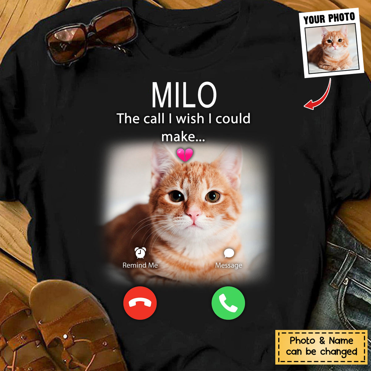 Custom Personalized Memorial Mom Shirt - Upload Photo - Memorial Gift Idea For Mom/ Dad - The Call I Wish I Could Make