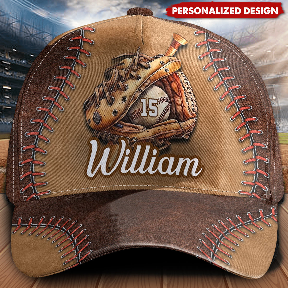 Love Baseball Proud Dad Son-Personalized Classic Cap