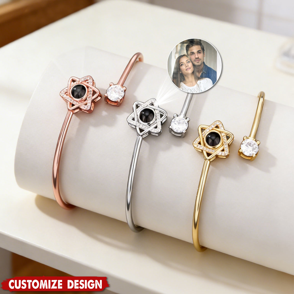 Custom Projection Bracelet Personalized Photo Bracelet Heart Jewelry Gift for Her