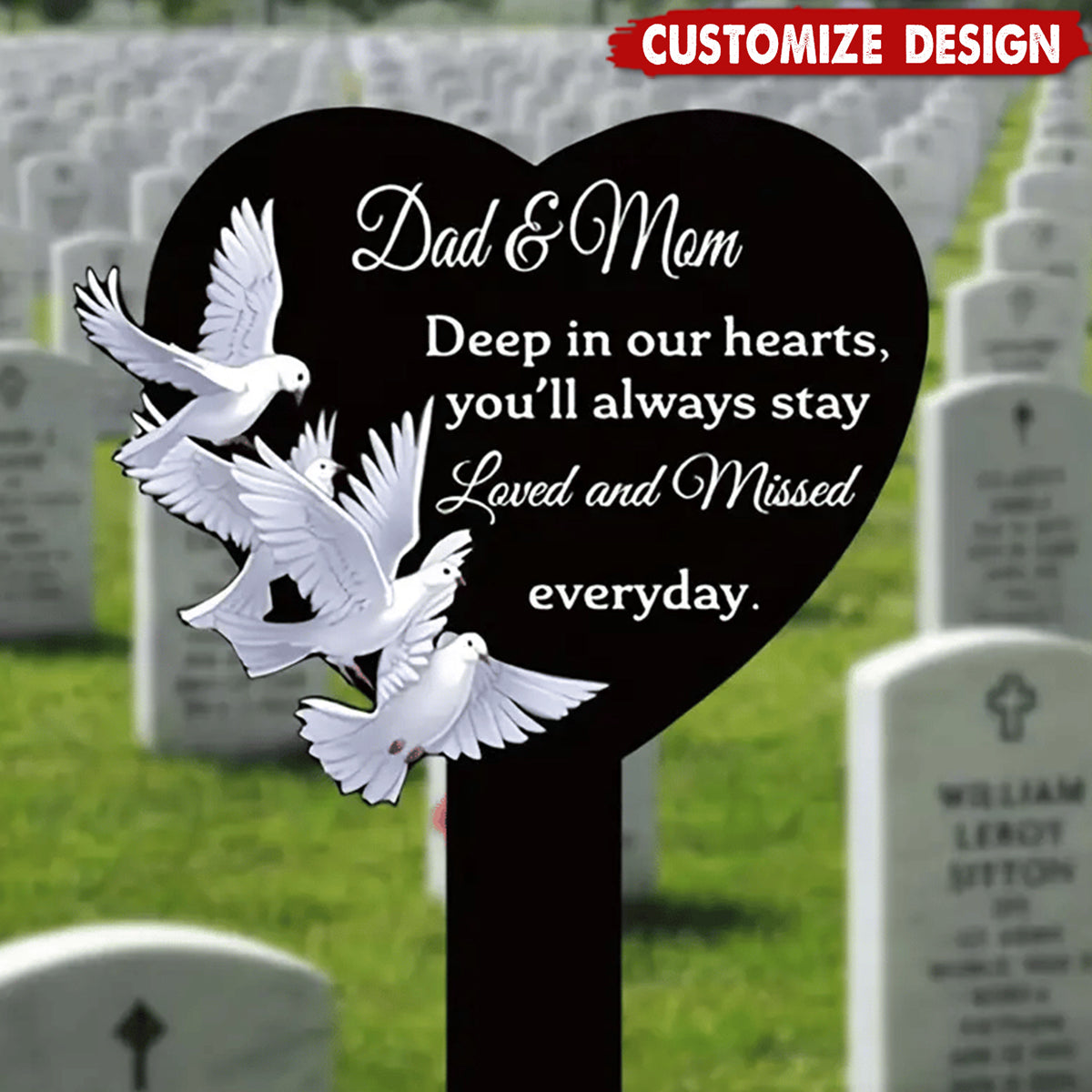 A Loving Tribute for Garden or Cemetery - Personalized Acrylic Eternal Heart Memorial Garden Stake