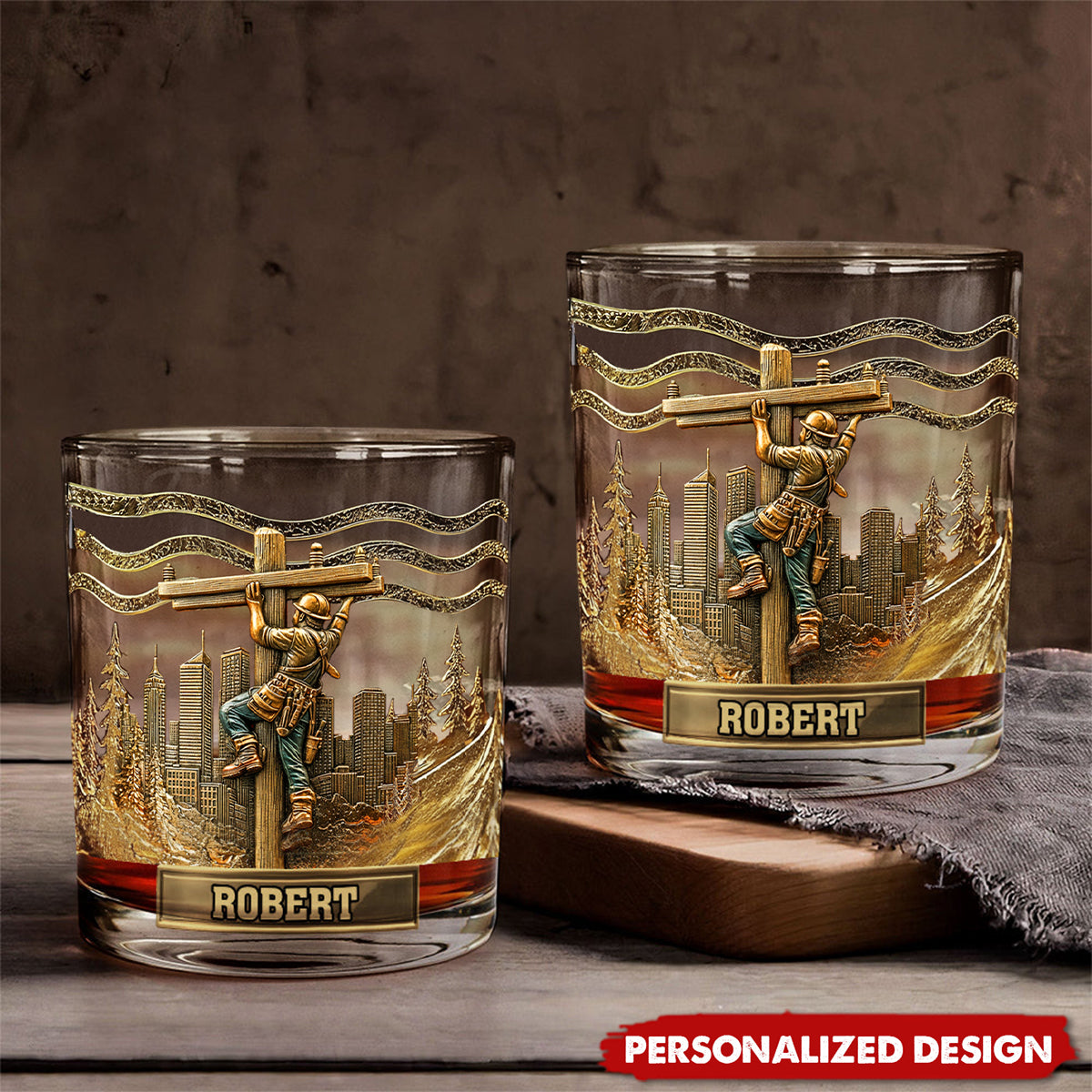 Lineman Legacy Glass-Personalized Lineman Whiskey Glass