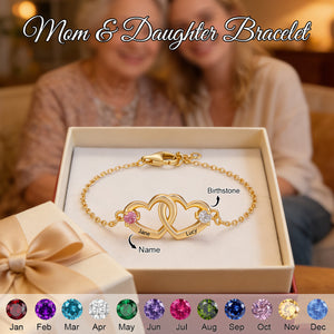 Personalized Birthday Heart Name Bracelet - Mother's Day Gift