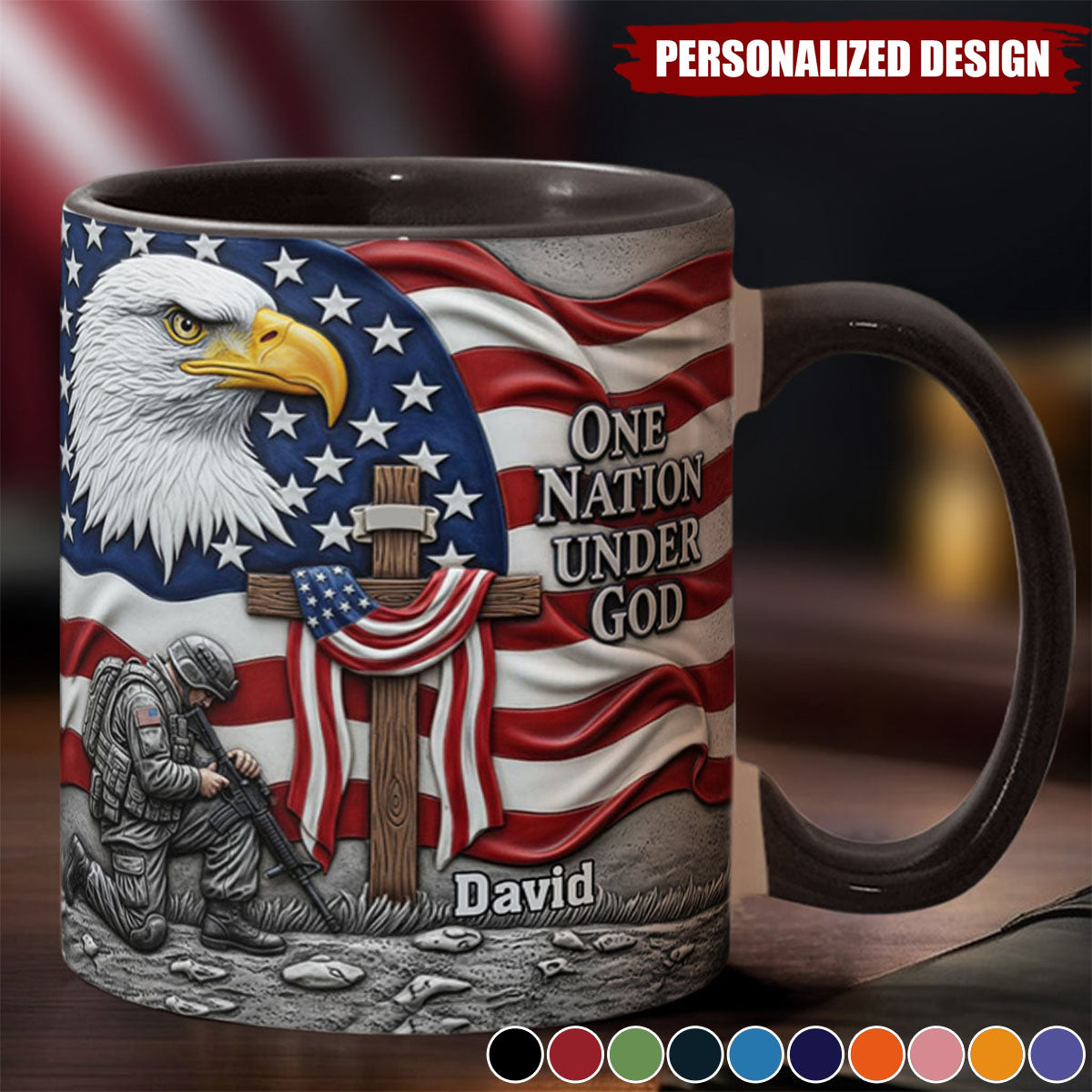 One Nation Under God-Personalized Bald Eagle Accent Mug