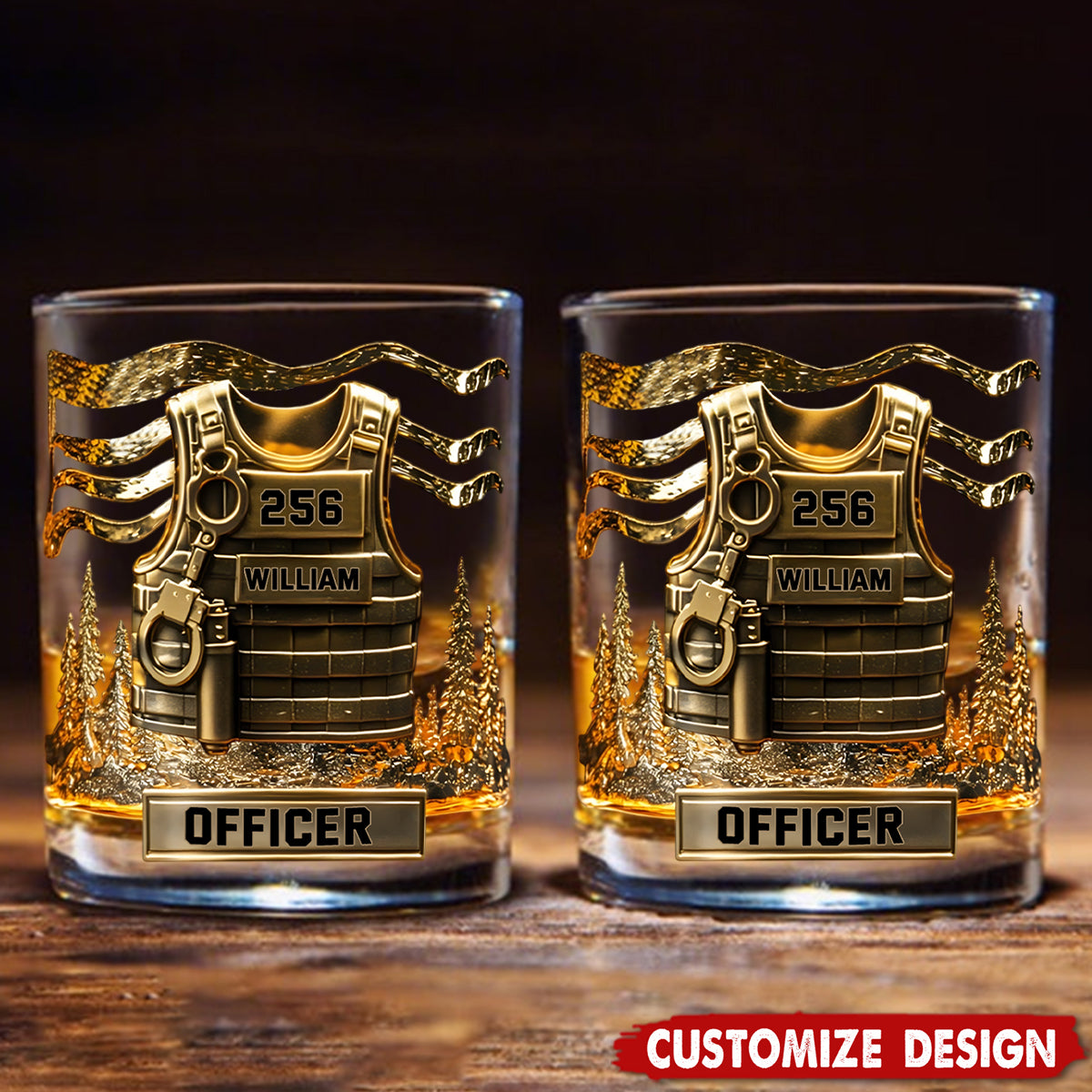 Personalized Police Officer Whiskey Glass - Serve And Protect