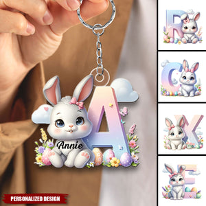 Cute Easter Bunny Gradient-Personalized  Keychain-Gift for Kids
