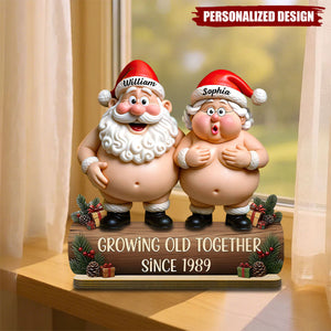 Growing Old Together-Personalized Couple Christmas Plaque-Gift For Couples And Parents