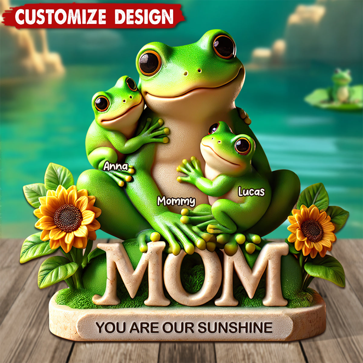 Frog Mom Plaque - Personalized Gift For Mom