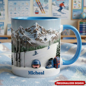 Personalized Skiing Accent Mug Gifts For Skiing Lovers