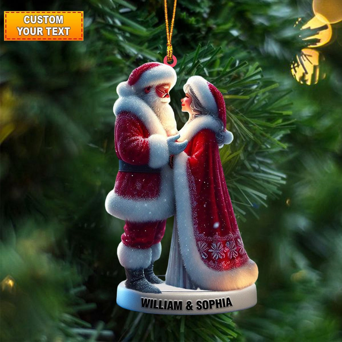 Personalized Santa and Mrs. Claus Christmas Ornament - Gift For couple