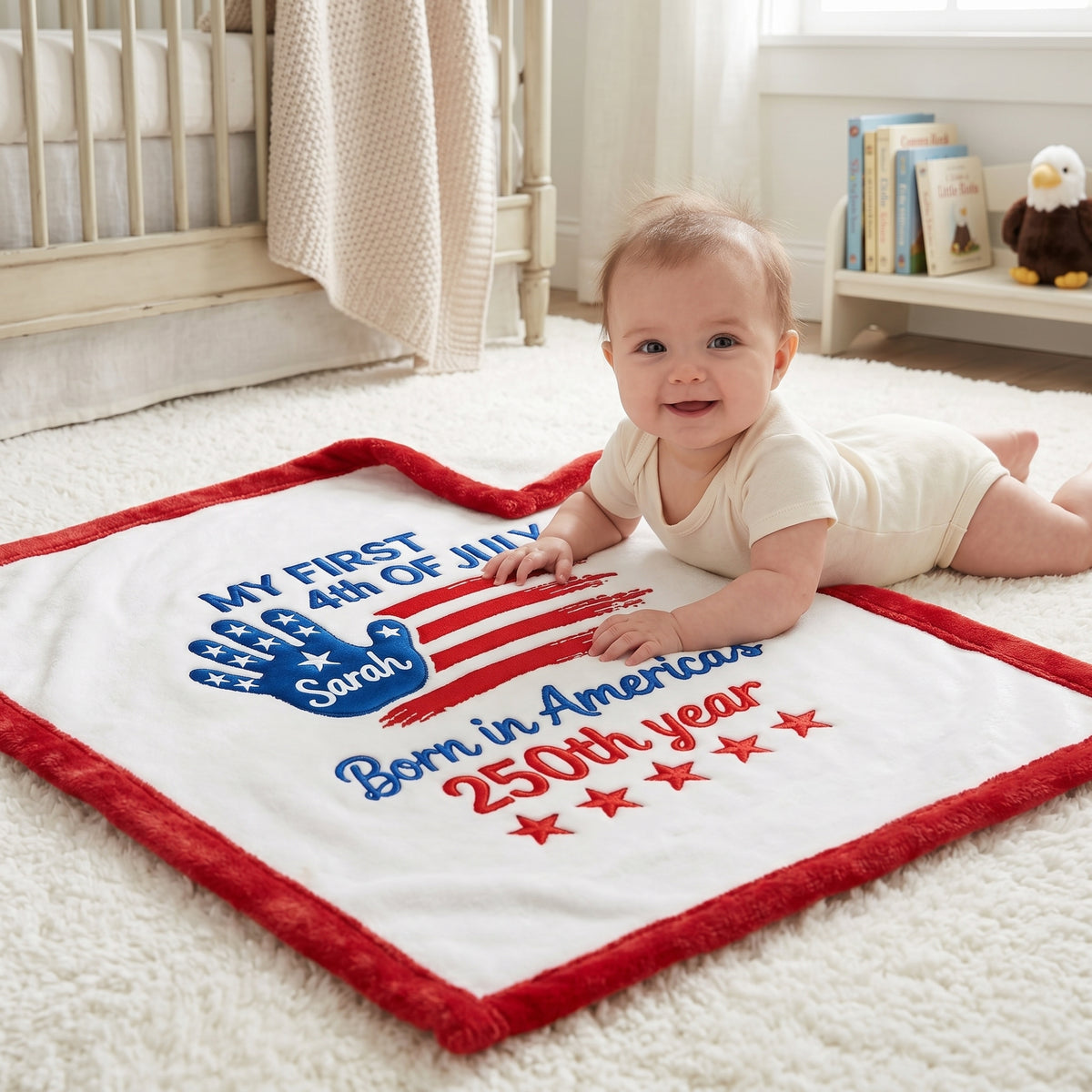 Born In America's 250th Year - Personalized Baby Blanket