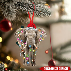 Personalized Cute Elephant Christmas Ornament, Funny Animal Tree Decoration, Wildlife Safari Xmas Decor