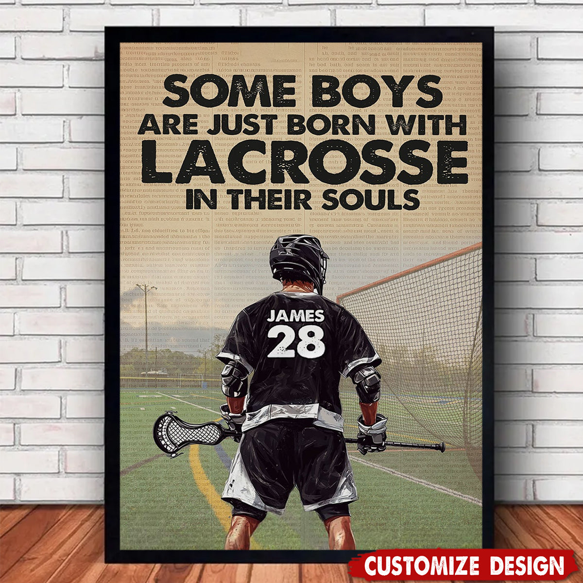 Some Boys Are Just Born With Lacrosse In Their Souls-Personalized Lacrosse Boy Poster