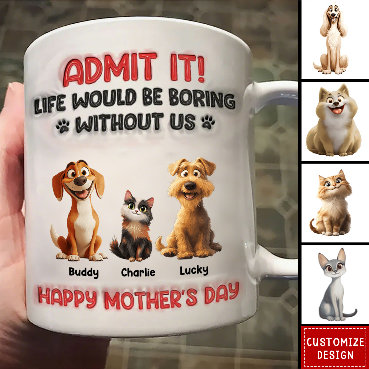 Admit It Life Would Be Boring Without Us, Funny Cartoon Pet Personalized Mug