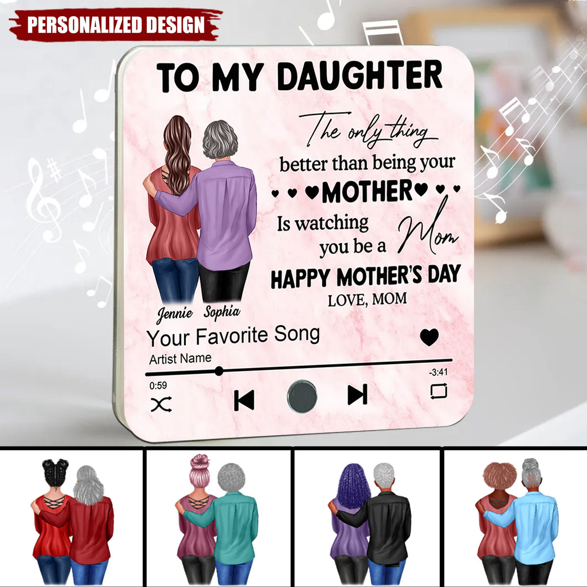 To My Daughter From Mom-Personalized Music Fridge Magnet-Mother's Day Gift