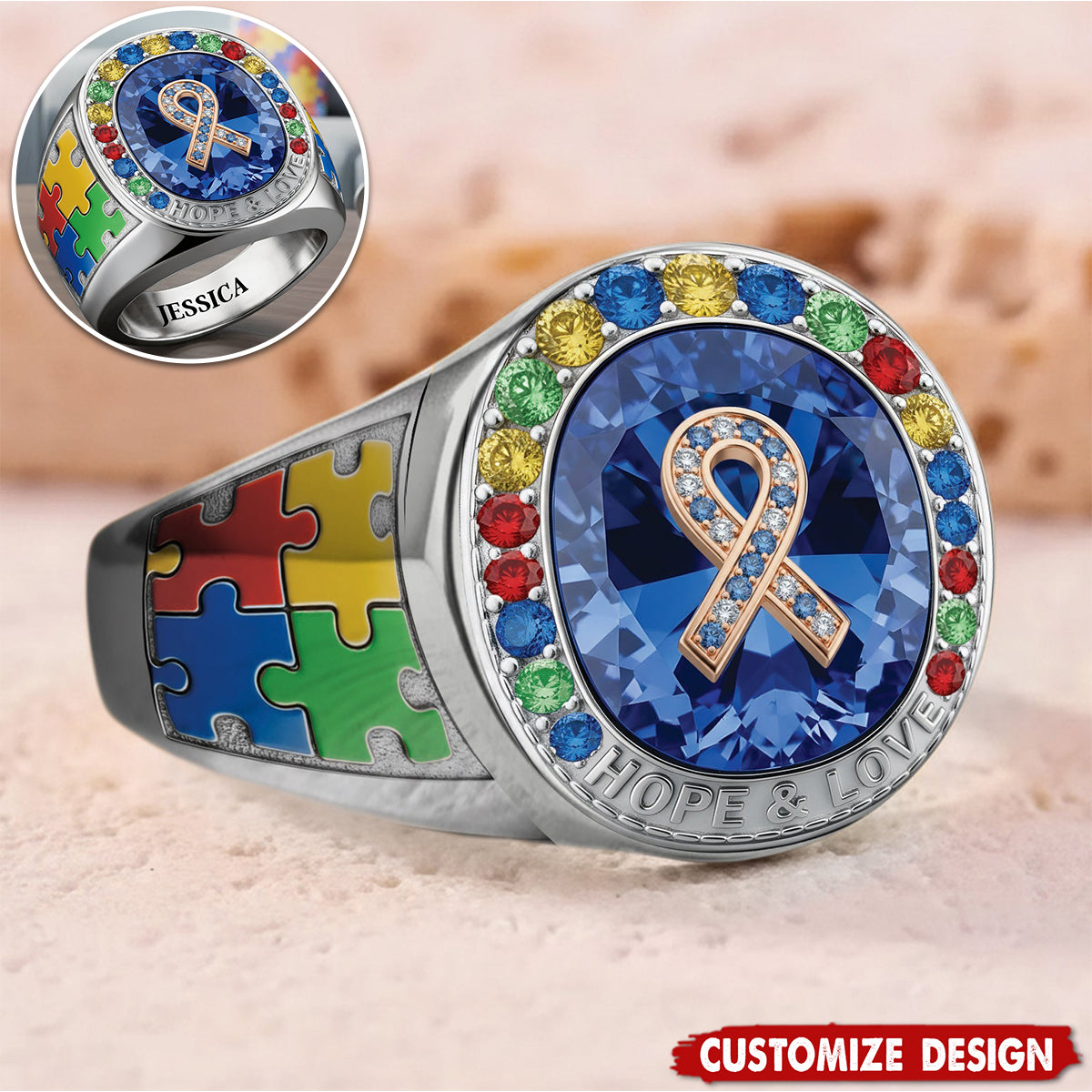 Everyone Communicates Differently - Personalized Autism Awareness Signet Ring