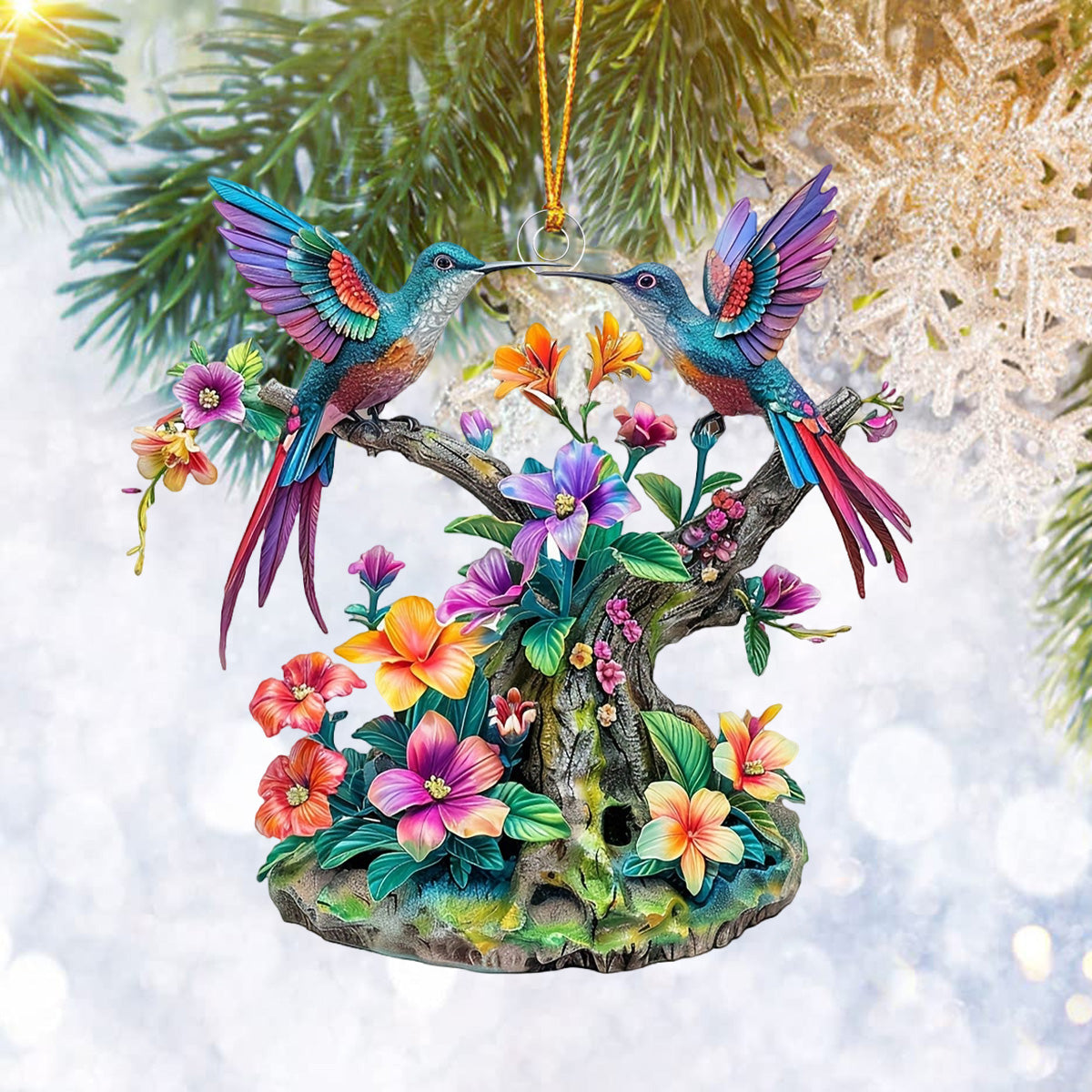 Vibrant Hummingbirds Ornament-Gift For Family And Friends