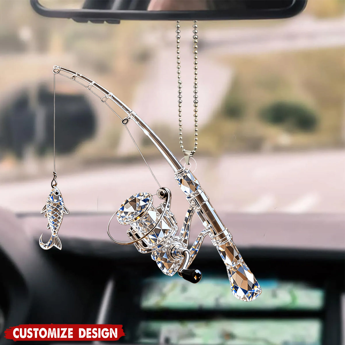 Personalized Fishing Rod Car Ornament Gift For Fishing Lover
