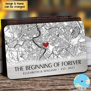 Where It All Began - Couple Personalized Custom Stainless Wallet Card - Gift For Husband Wife, Anniversary