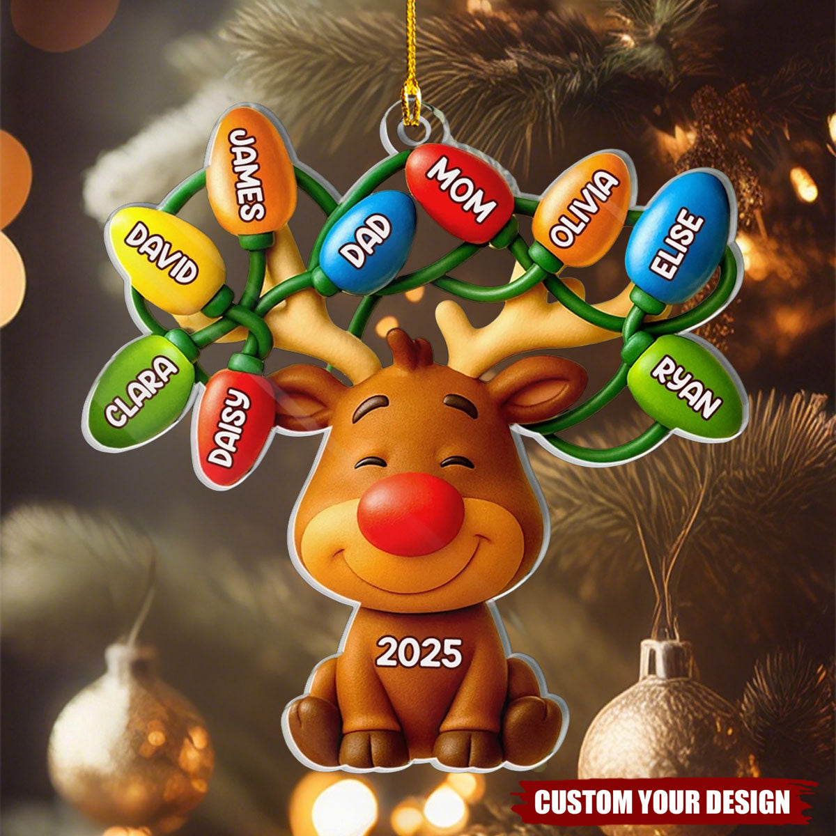 Personalized Christmas Birthday Acrylic Ornament Gifts For Mom, Dad, Kids - Our Reindeer Crew