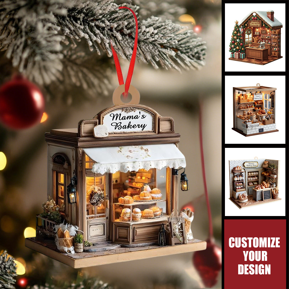 Personalized Bakery Christmas Ornament, Custom Name Bakery Keepsake 2025 Gift