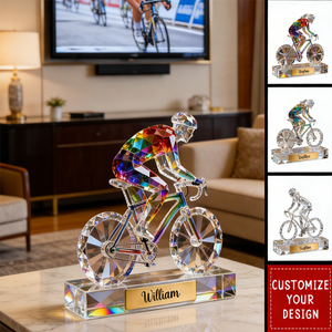 Personalized Bicycle Crystal Custom Shaped Acrylic Plaque - Gift for Cycling Enthusiast And Cyclist