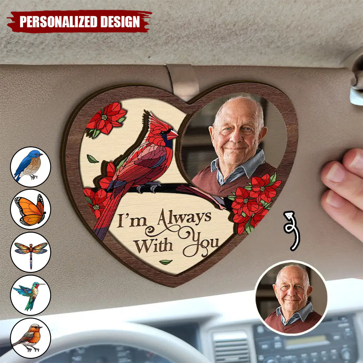 I'm Always With You-Personalized Shaped Car Visor Clip