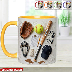 Love Softball - Personalized Softball Accent Mug