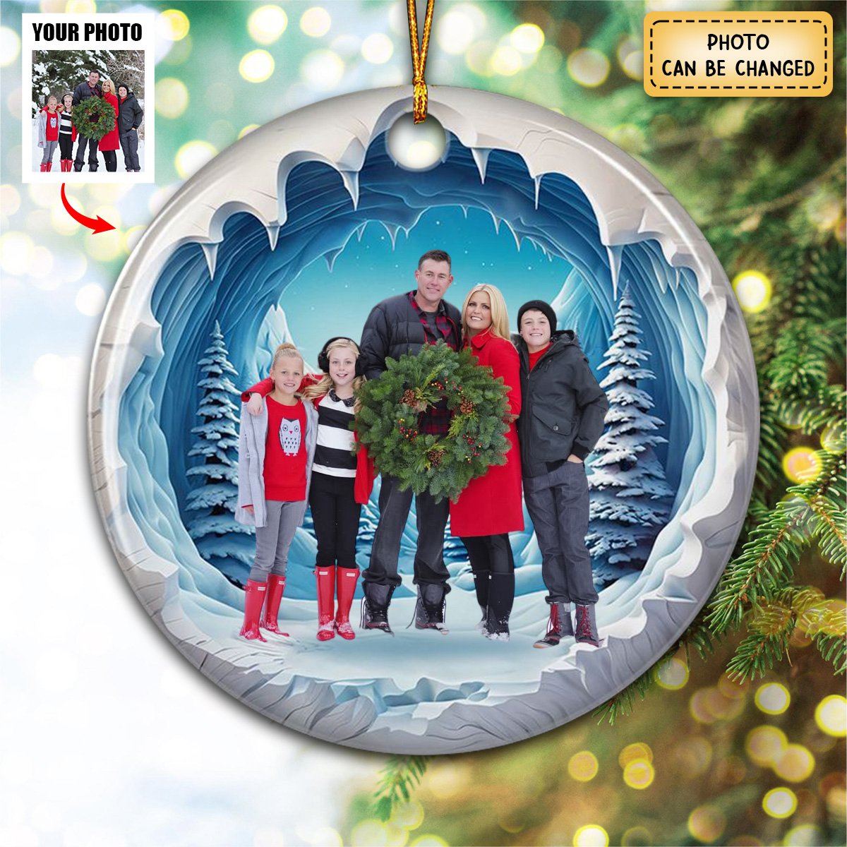 Family Photo Personalized Ceramic Ornament