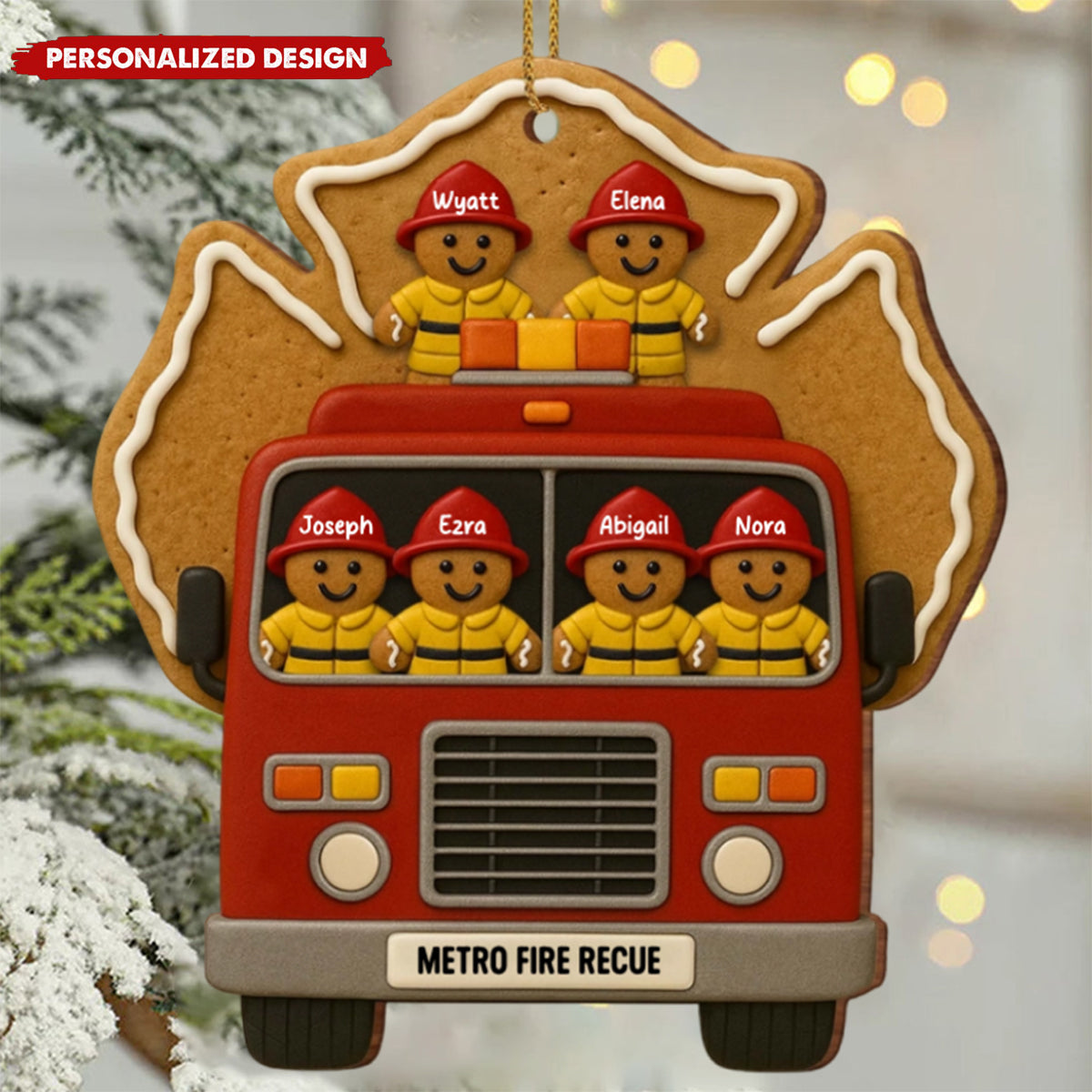 Celebrate Your Heroes With Festive Firefighter Ornament, Personalized Custom Wood Gift For Firefighters And Family