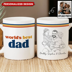 Retro World's Best Dad Pencil Sketch Art Style-Personalized Mug-Father's Day Gift