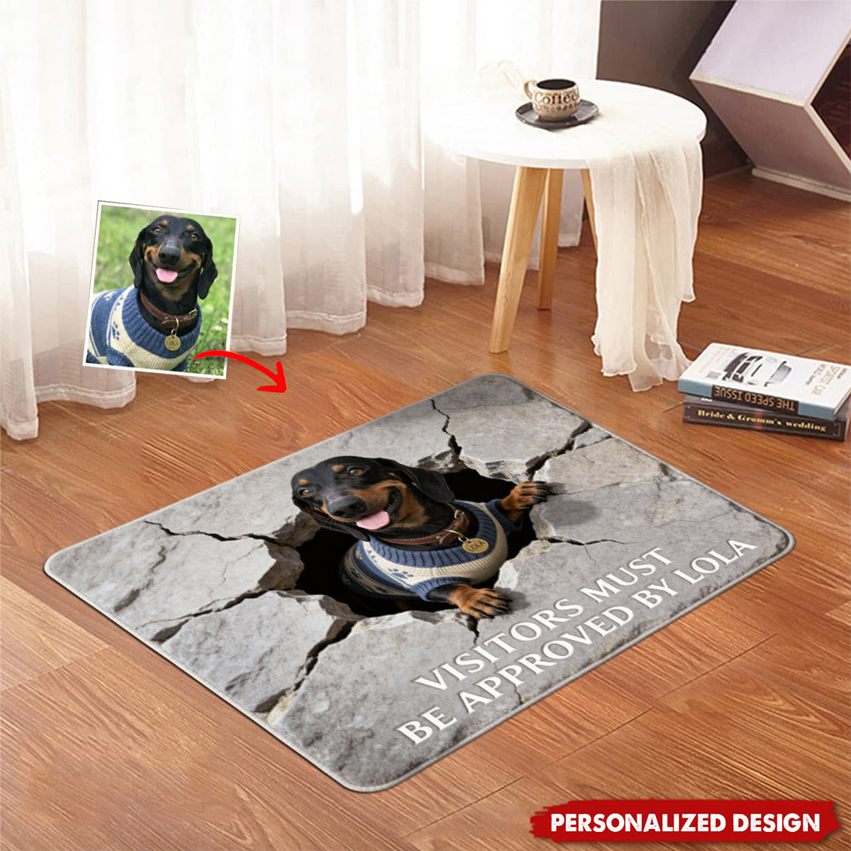 Visitors Must Be Approved-Personalized Dog Shaped Doormat/ Rug