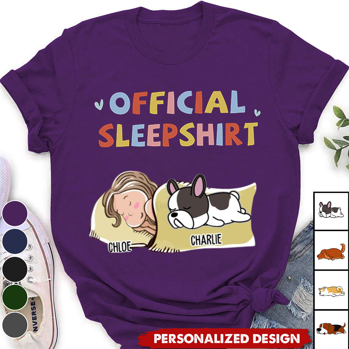 Sleeping Dog And Girl-Personalized T-shirt