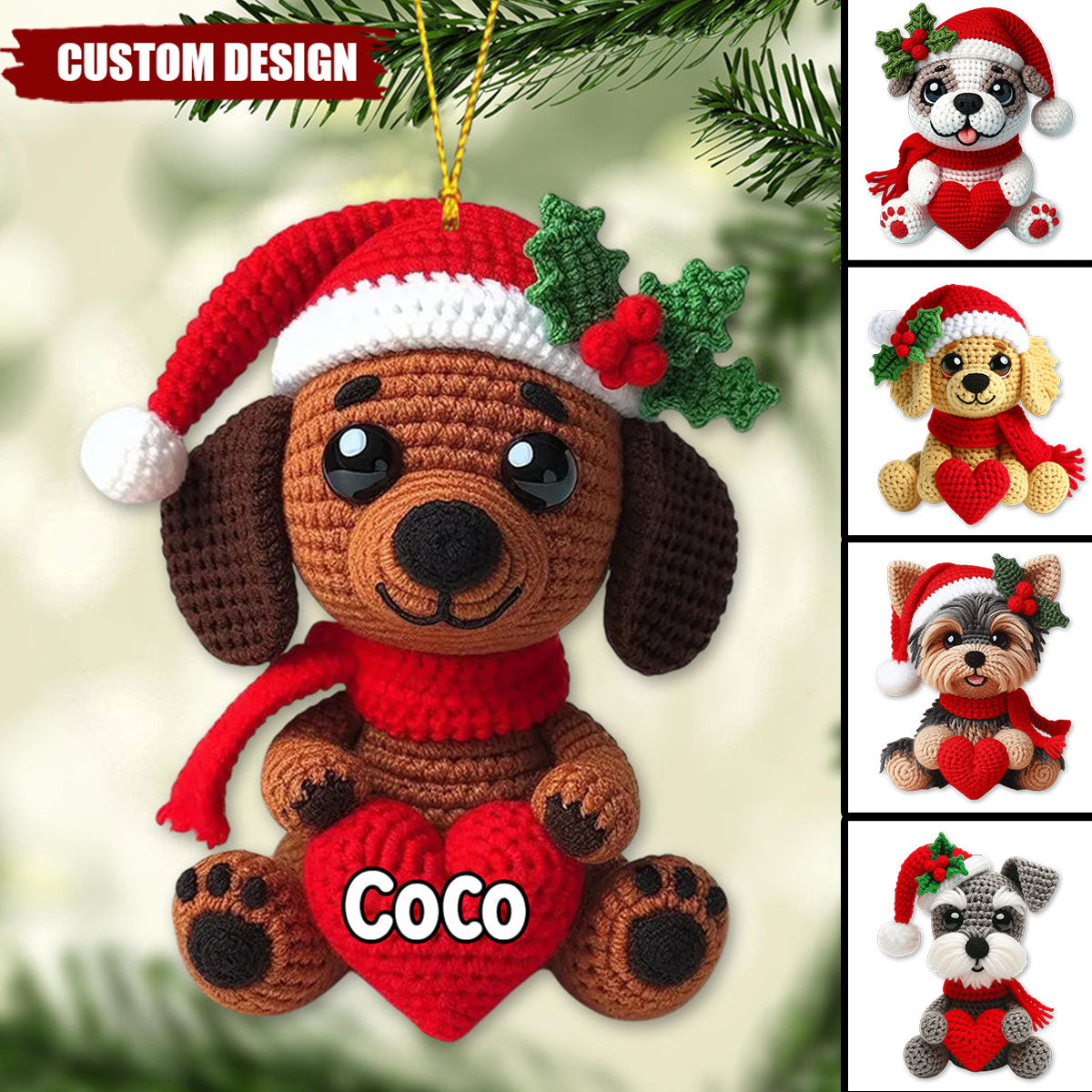 Merry Christmas Dogs - Personalized Dachshund Ornament