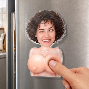 Thanks For Putting Up With Me - Custom Photo Squishy Acrylic Fridge Magnet - Personalized Anniversary Wedding Gifts For Husband,Wife,Couple