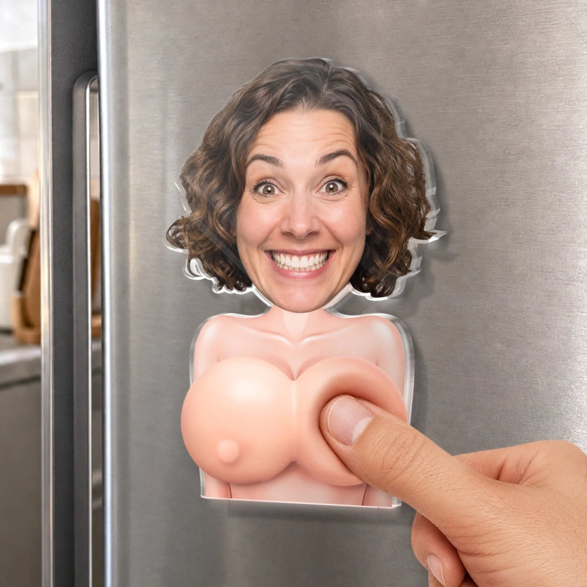 Thanks For Putting Up With Me - Custom Photo Squishy Acrylic Fridge Magnet - Personalized Anniversary Wedding Gifts For Husband,Wife,Couple